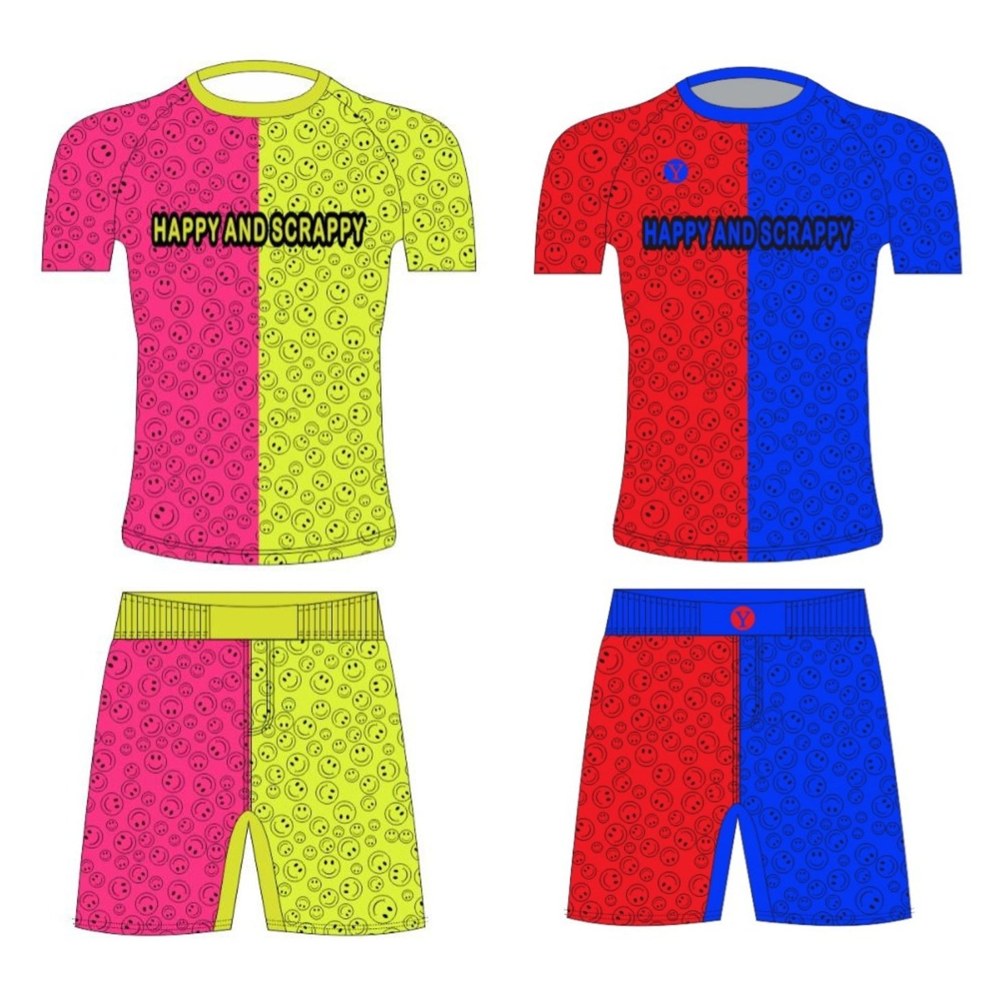 No-Gi BJJ Rash Guard & Shorts Set – Happy & Scrappy - Yes! Athletics USA