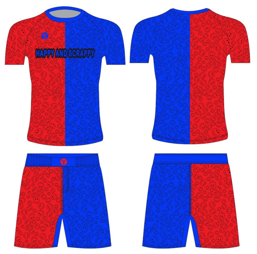 No-Gi BJJ Rash Guard & Shorts Set – Happy & Scrappy