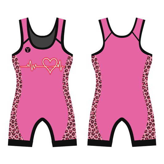 Yes! Athletics Heart Health Athlete Inspired Wrestling Singlet Pink