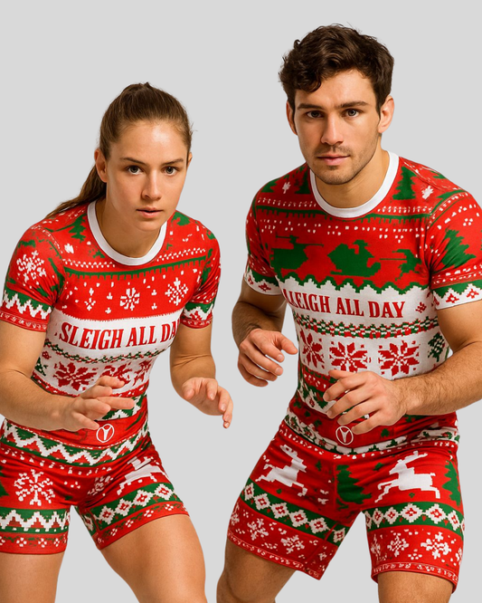 Sleigh All Day No-Gi BJJ Set – rash guard and shorts, Holiday Edition