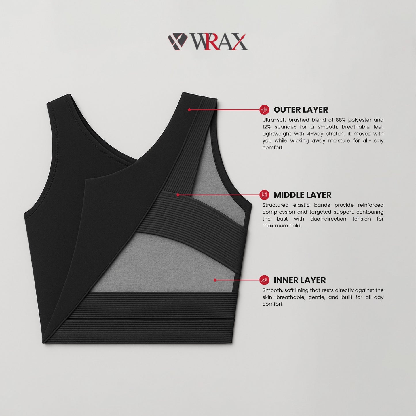 Wrax Apex No Shift No Slip Sports Bra