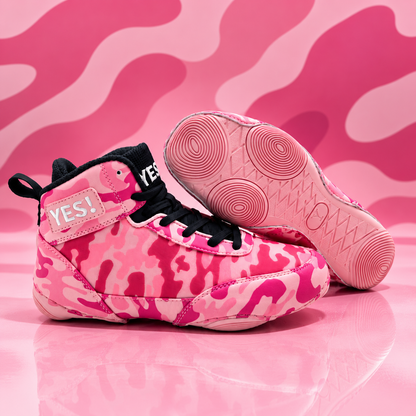 DEFIANT3 Pink Camo Wrestling Shoes for Women and Girls — Never Blend In