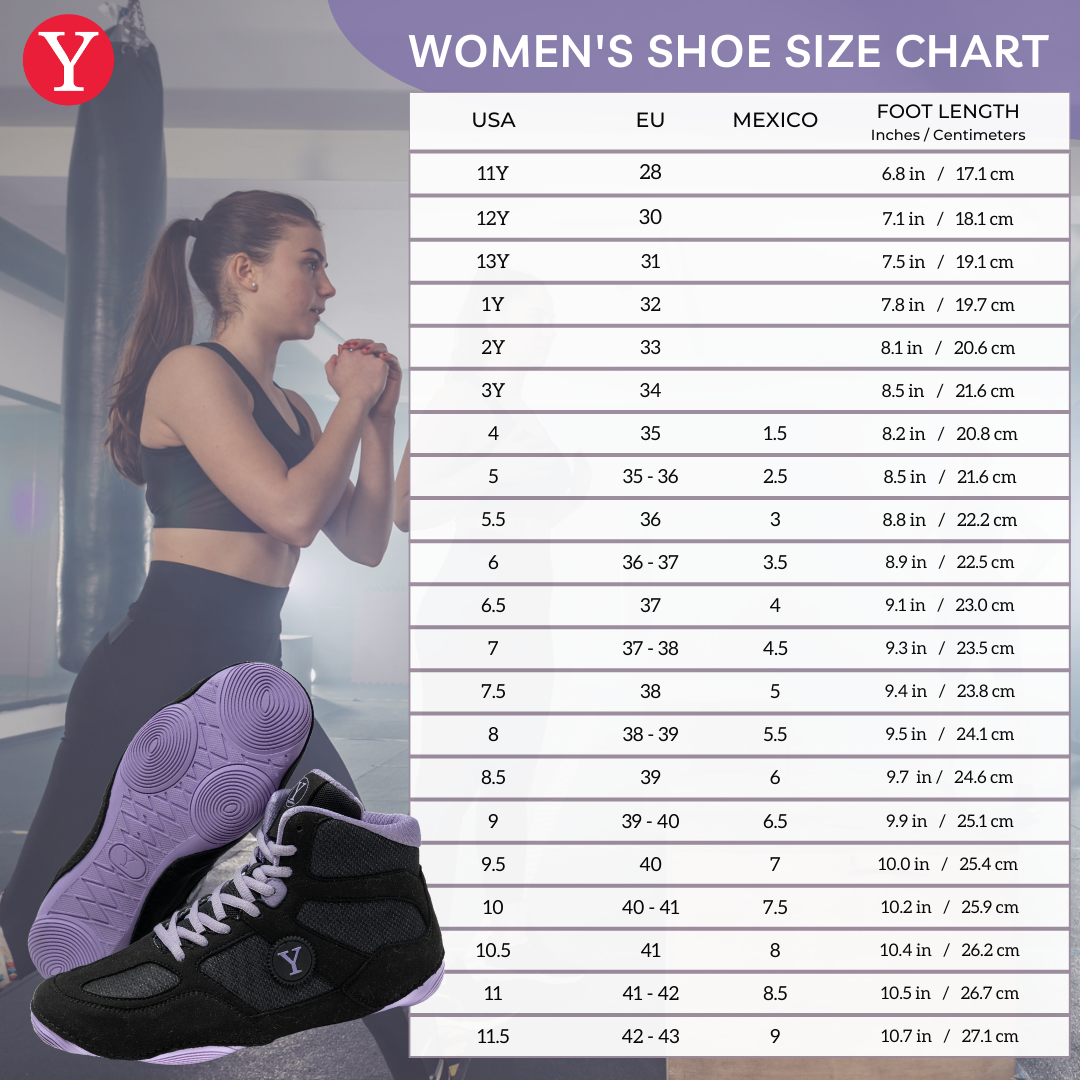 Womens wrestling shoe sizing chart