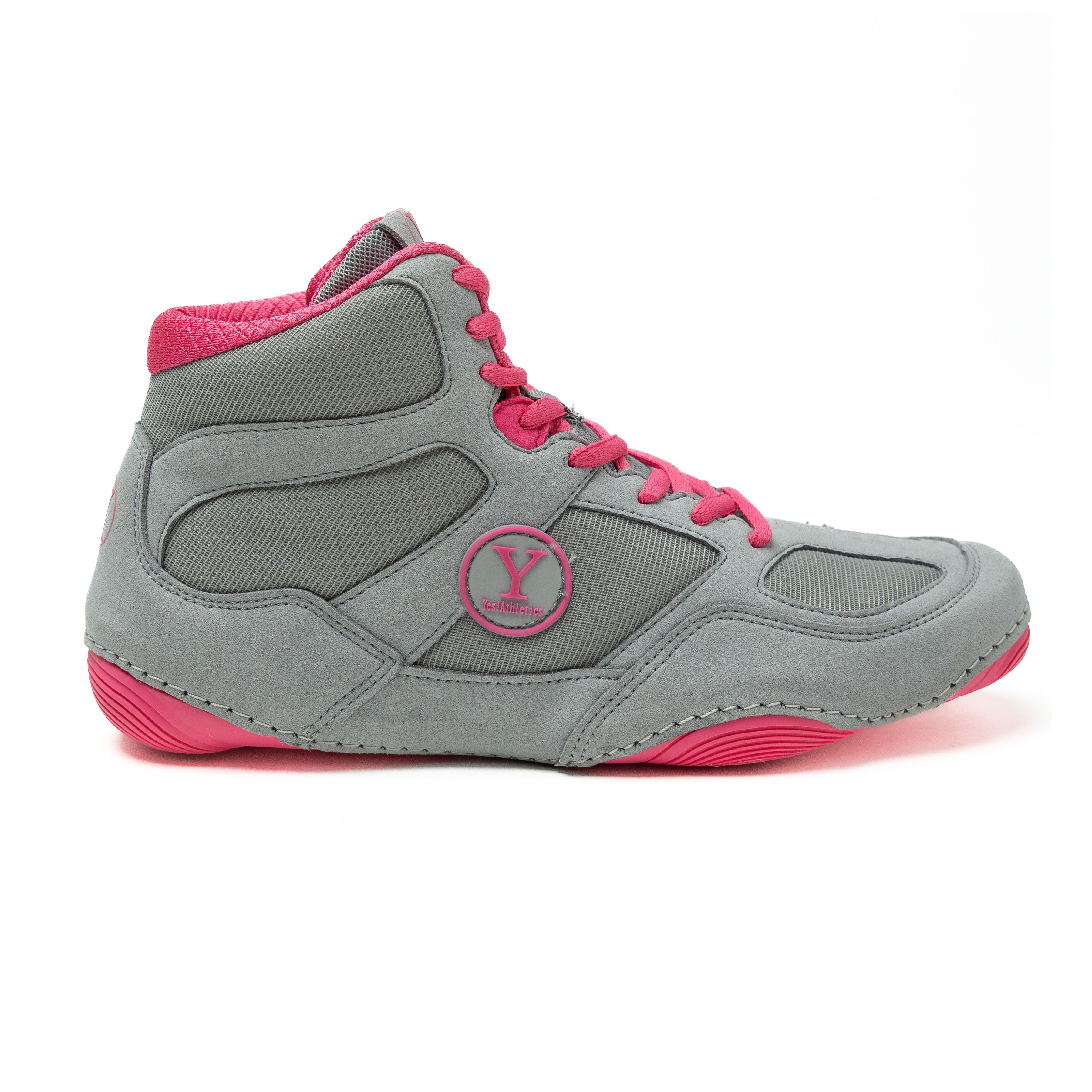 Grey and pink Yes! Athletics Defiant2 womens wrestling shoe