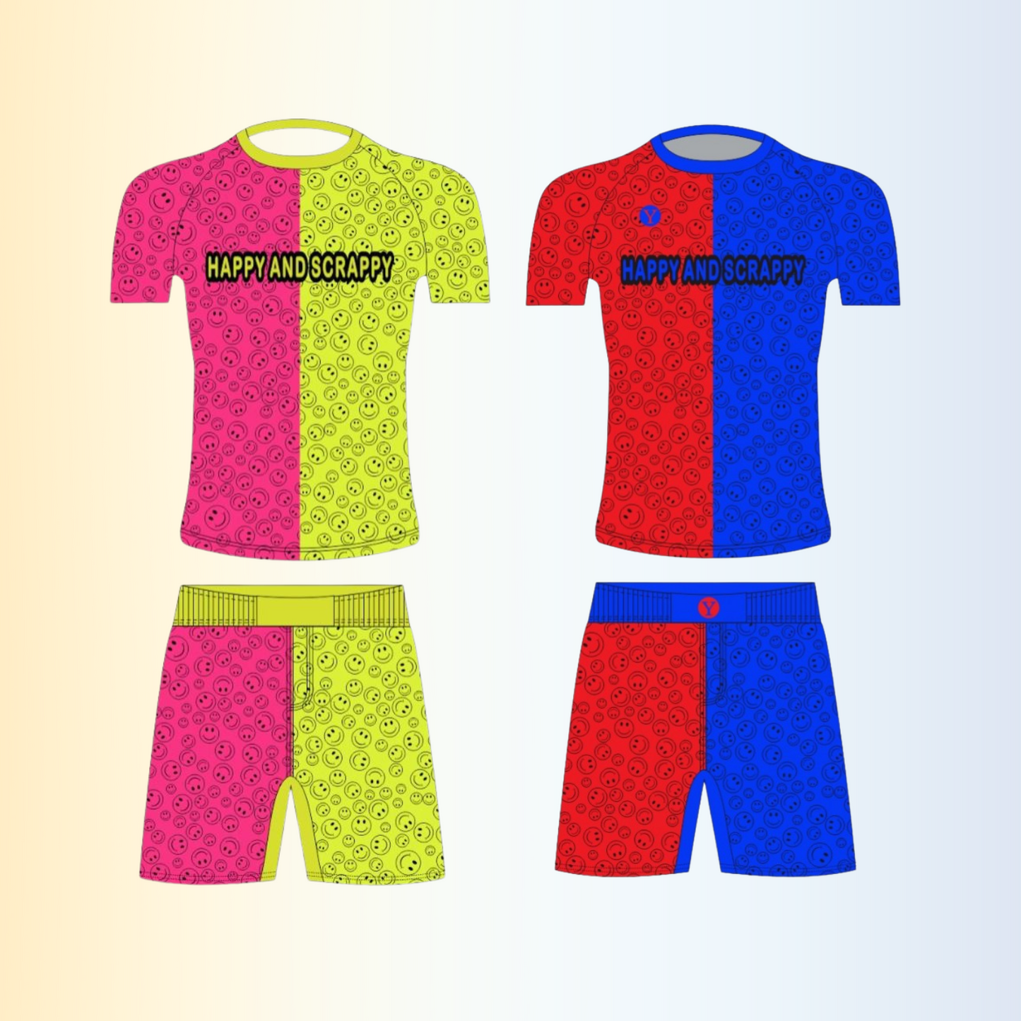 No-Gi BJJ Rash Guard & Shorts Set – Happy & Scrappy