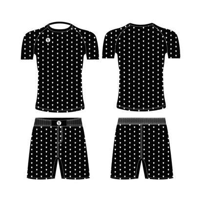 No-Gi BJJ Rash Guard & Shorts Set – Black Hearts