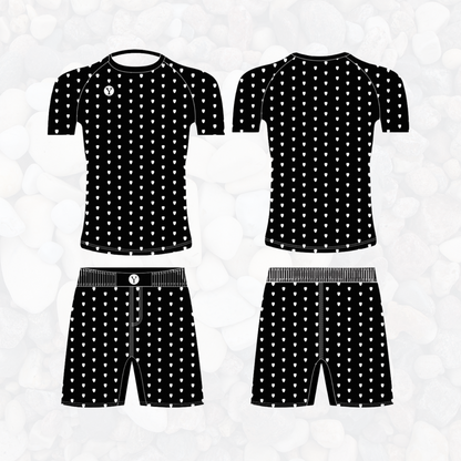 No-Gi BJJ Rash Guard & Shorts Set – Black Hearts
