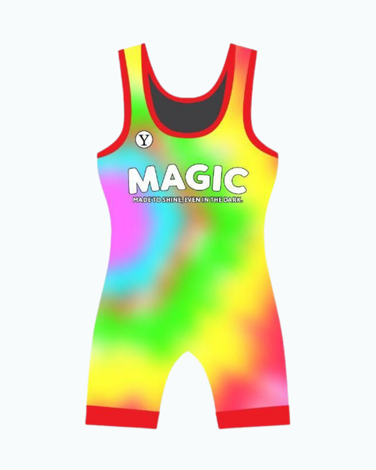 Girls’ wrestling singlet with tie-dye pattern, ideal for tournaments and practice