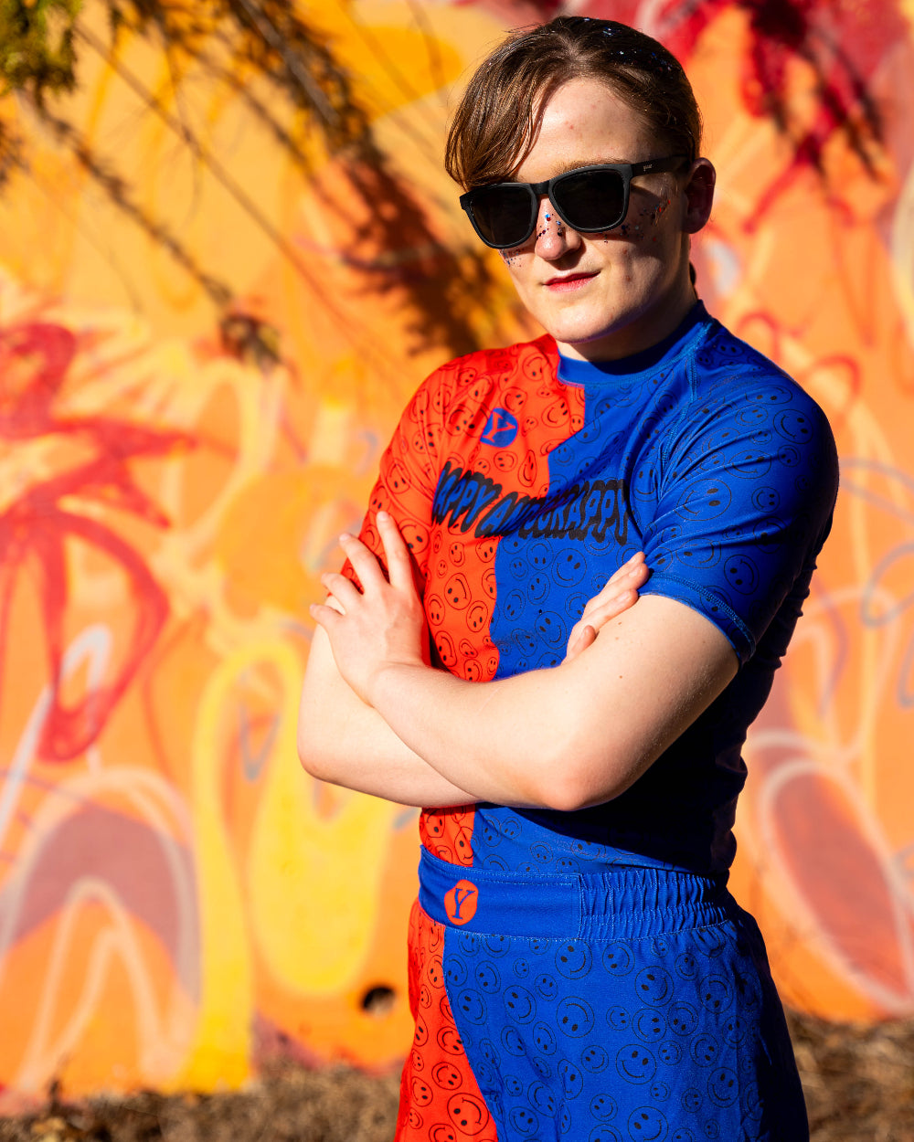 MMA training rash guard and fight shorts for No-Gi grappling