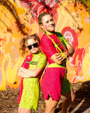 No-Gi BJJ rash guard fight shorts grappling set pink yellow