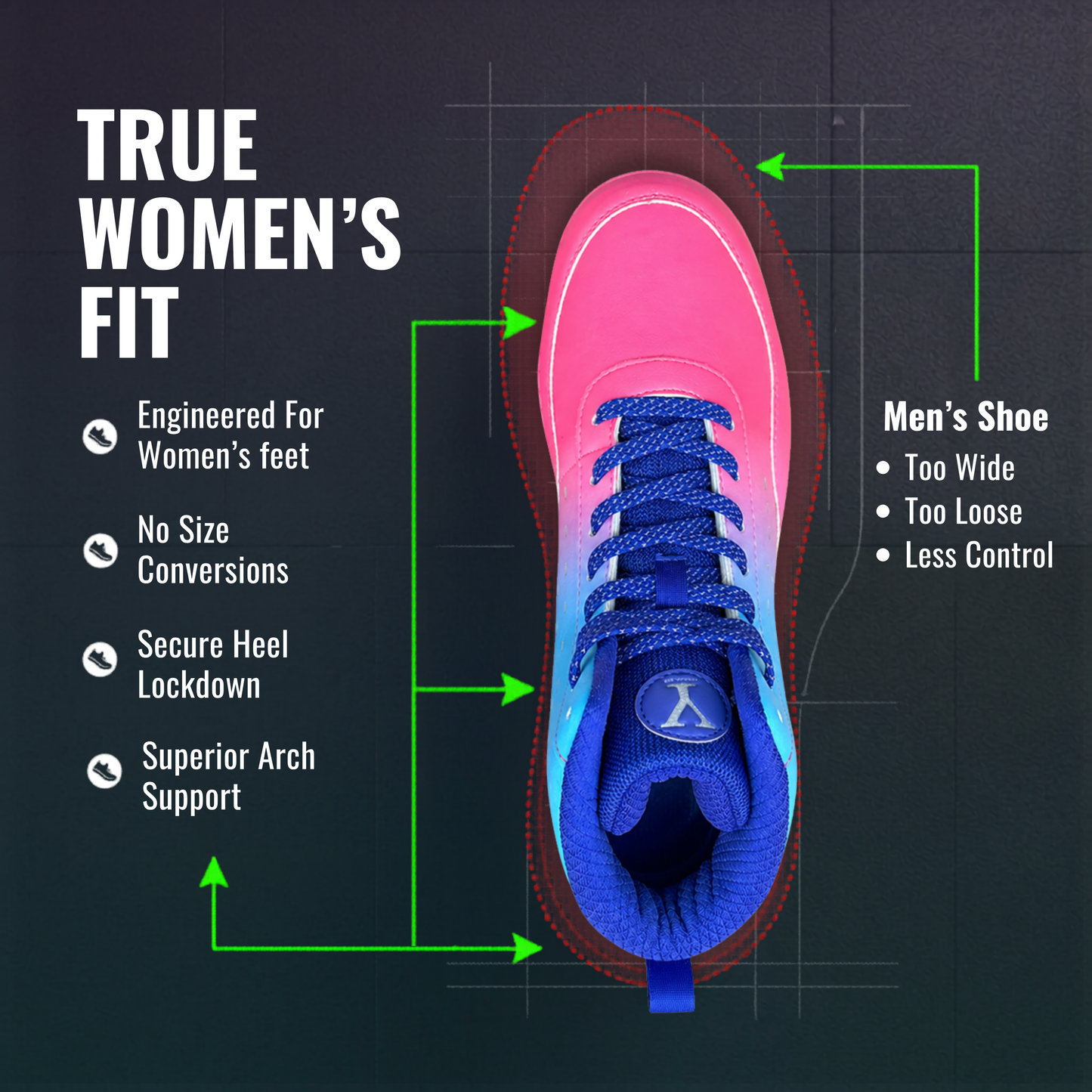 MAGIC: The Glow-In-The-Dark Women's Wrestling Shoe built for speed and confidence - Yes! Athletics USA