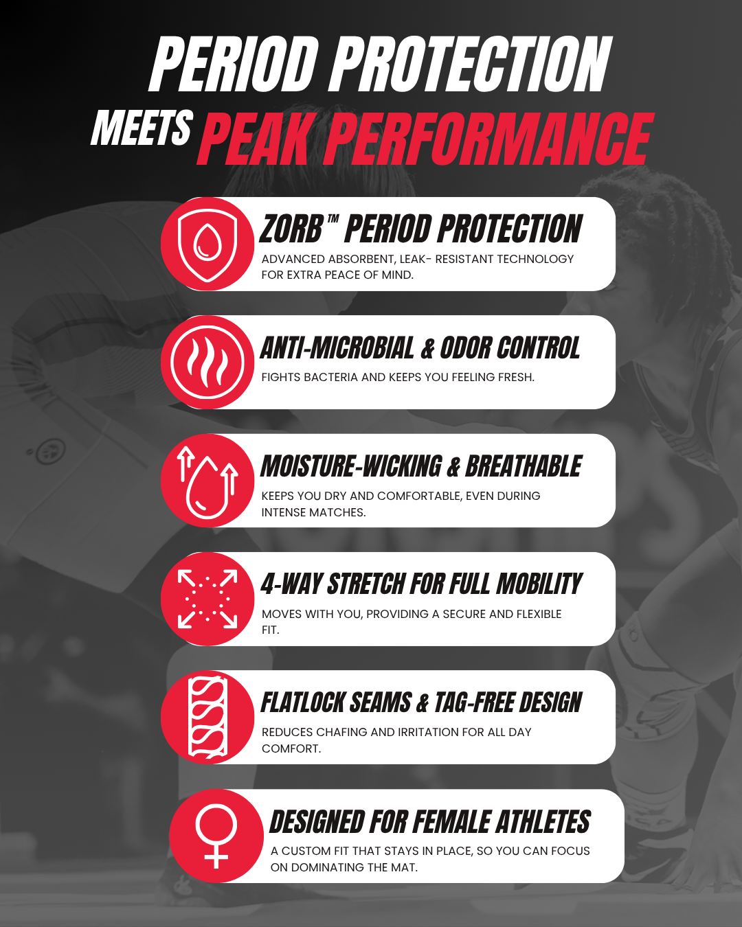 Singlets For Women and Girls with Period Protection only from Yes! Athletics