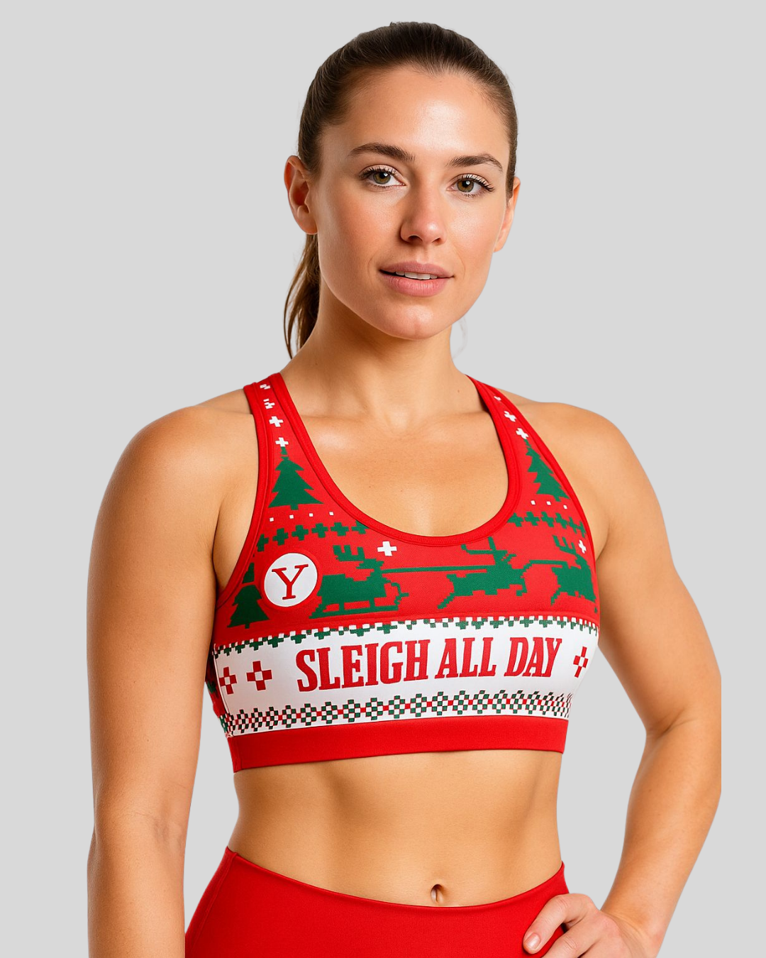 Sleigh All Day High-Compression Women’s Sports Bra – Holiday Edition